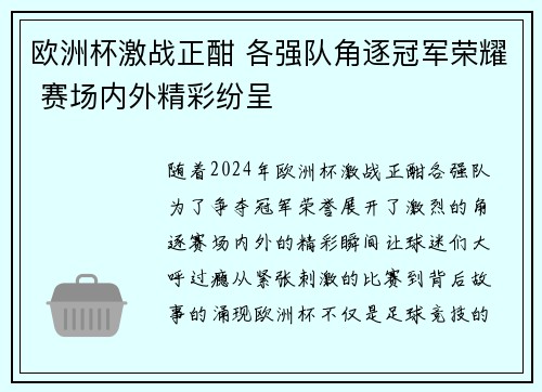 欧洲杯激战正酣 各强队角逐冠军荣耀 赛场内外精彩纷呈 欧洲杯激战正酣 各强队角逐冠军荣耀 赛场内外精彩纷呈